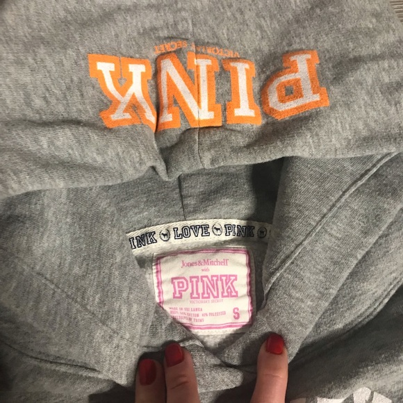 PINK VICTORIA SECRET University of Tennessee Grey White and Orange Hoodie - Picture 4 of 10